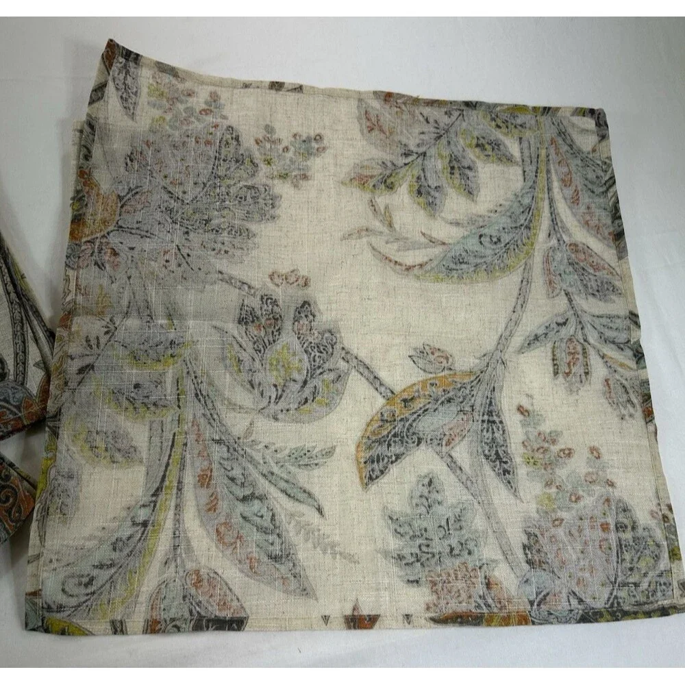 Raymond Waites Hampton Garden Set 6 Floral Napkins Neutral Farmhouse Decor